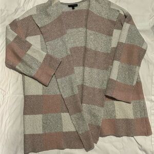 Lane Bryant Pink and Gray Checkered Cardigan